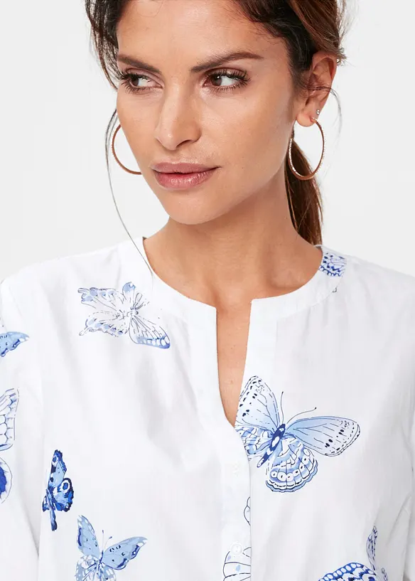 M&oslash;nstret bluse i viskose, bonprix