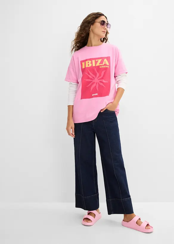 Oversized topp i 100% &oslash;kologisk bomull, bonprix