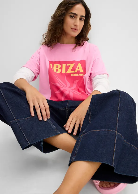 Oversized topp i 100% &oslash;kologisk bomull, bonprix