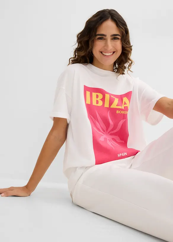 Oversized topp i 100% &oslash;kologisk bomull, bonprix