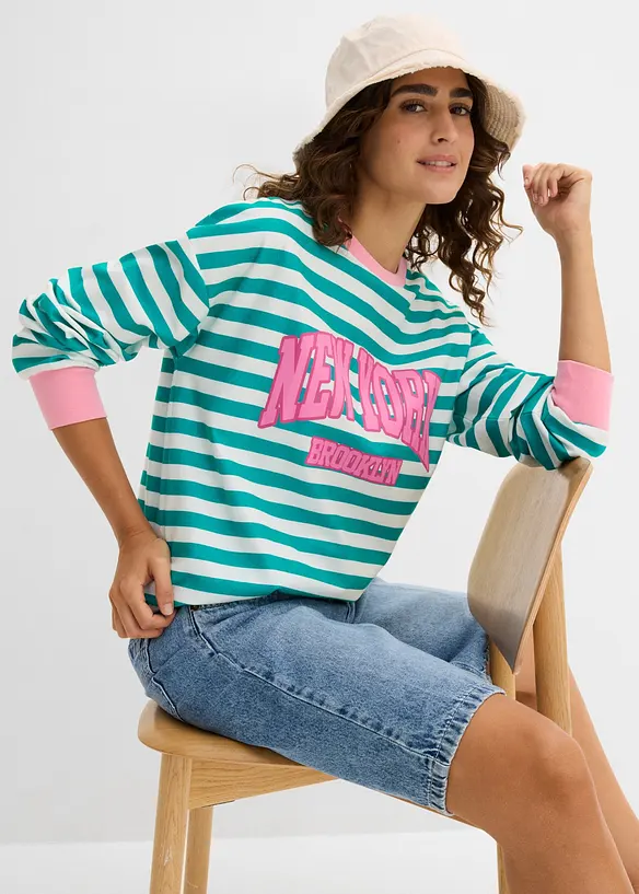 Oversized sweatshirt i 100% bomull, bonprix