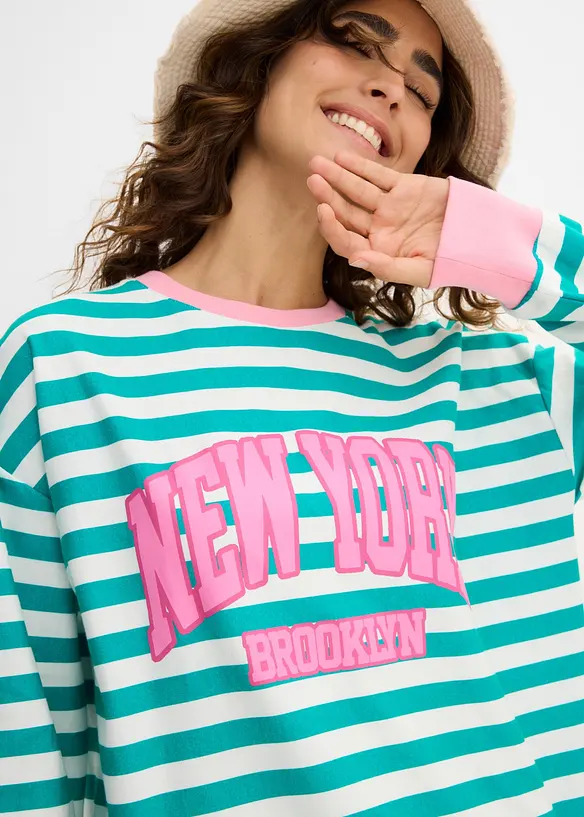 Oversized sweatshirt i 100% bomull, bonprix