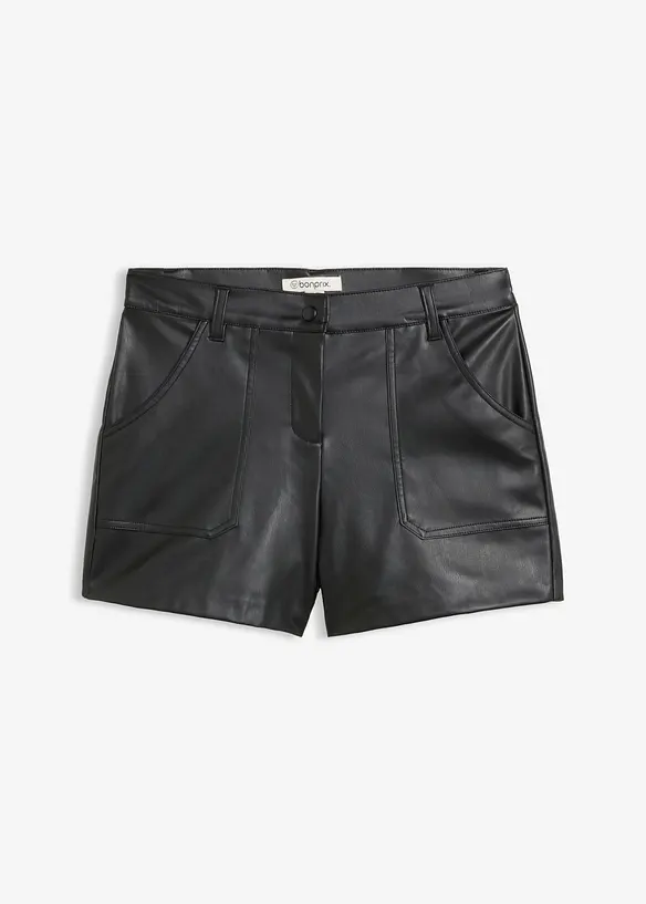 Kort shorts i imitert skinn, bonprix