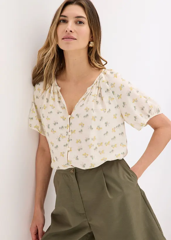 Kortermet bluse i viskosemiks, bonprix