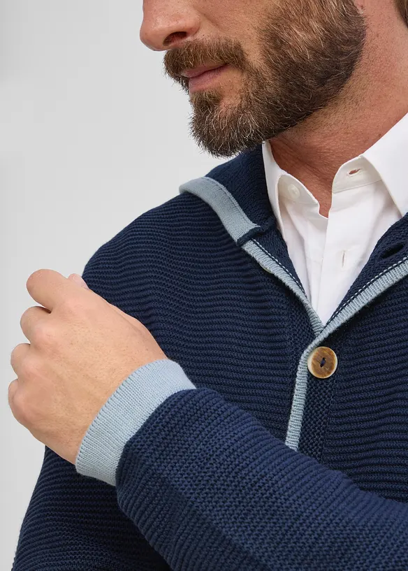Cardigan i myk bomullsmiks og tyrolerstil, bonprix