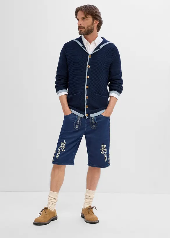 Cardigan i myk bomullsmiks og tyrolerstil, bonprix
