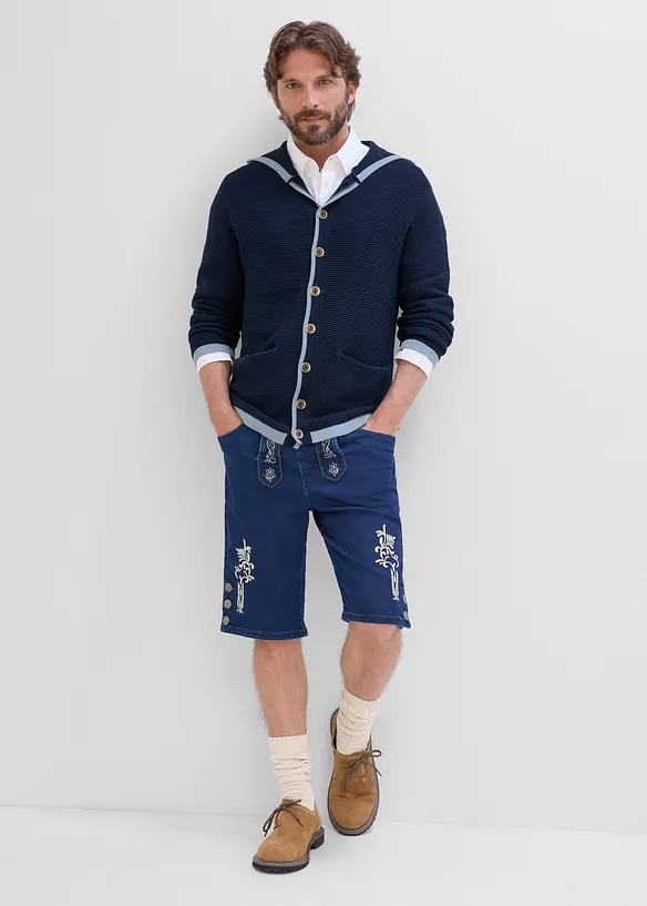 Cardigan i myk bomullsmiks og tyrolerstil, bonprix