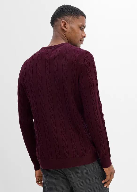 Fin- og kabelstrikket genser, slim fit, bonprix
