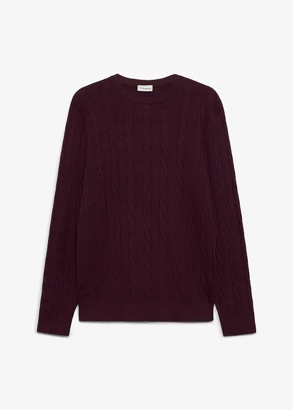 Fin- og kabelstrikket genser, slim fit, bonprix