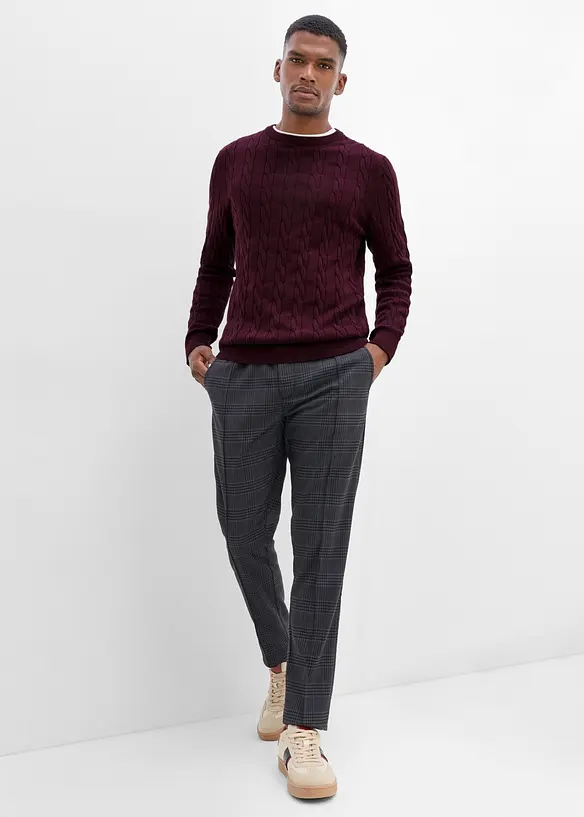 Fin- og kabelstrikket genser, slim fit, bonprix