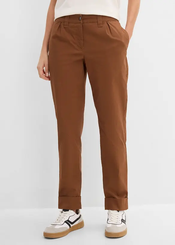 Chinos i elastisk bomullsmiks, ankellang, bonprix