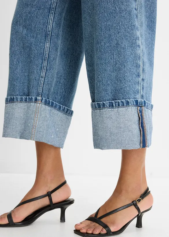 Wide Leg-jeans Mid Waist, cropped, bonprix