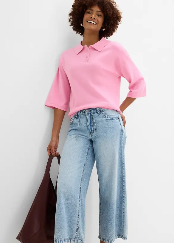 Wide Leg-Jeans, cropped, bonprix