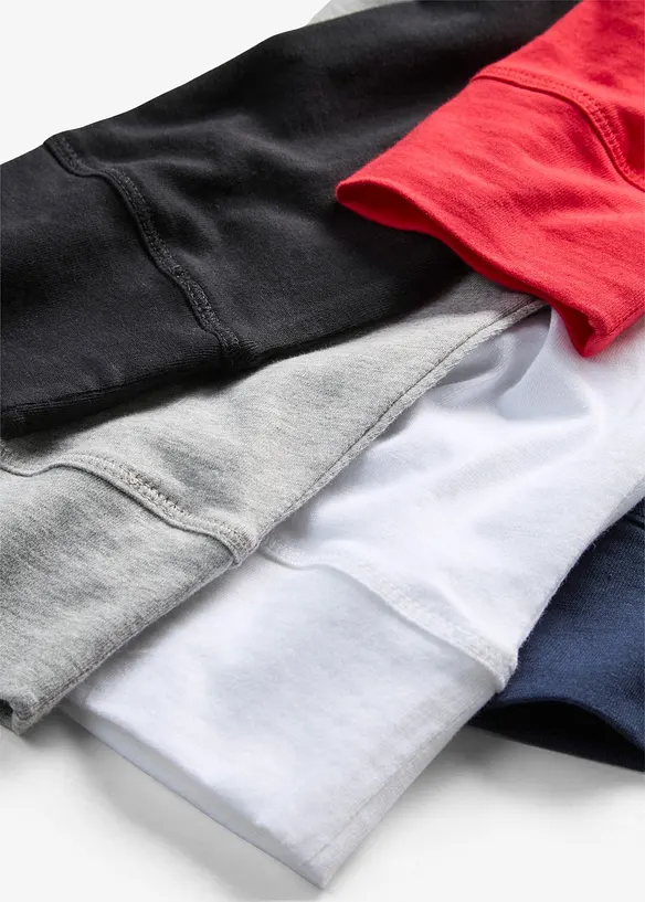 Lang, langermet topp med rund hals (5-pack), bonprix