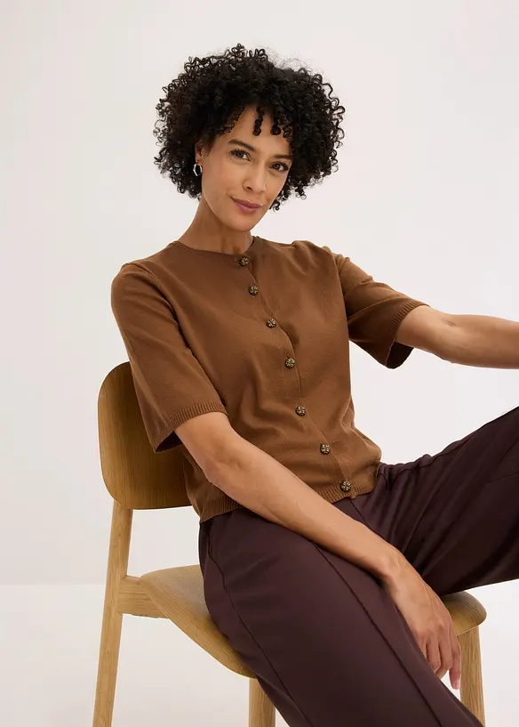 Finstrikket cardigan i fin viskosemiks, bonprix
