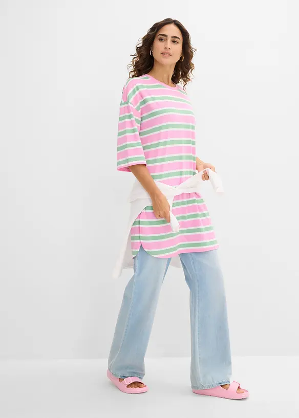 Oversized, lang topp i 100% &oslash;kologisk bomull, bonprix
