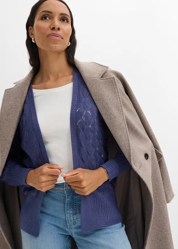 Cardigan med hullm&oslash;nster, bonprix