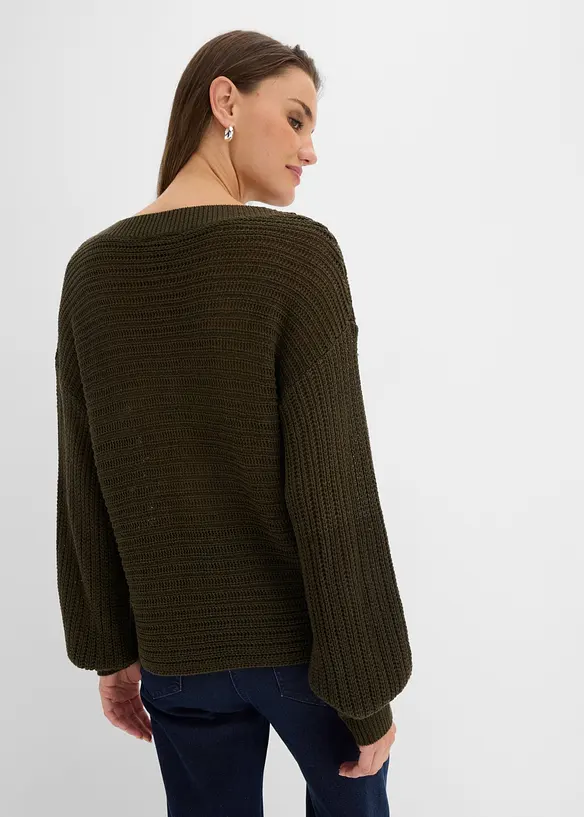 Oversized genser med hullm&oslash;nster, bonprix