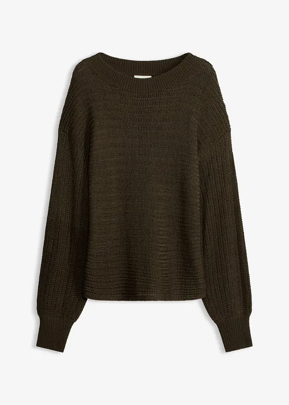 Oversized genser med hullm&oslash;nster, bonprix