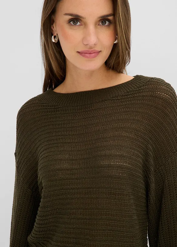 Oversized genser med hullm&oslash;nster, bonprix