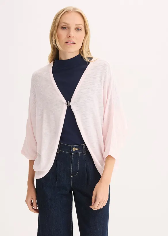 Finstrikket cardigan i 100% bomull, bonprix