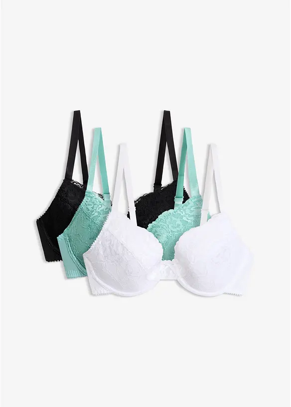 Push up-BH med fine blonder (3-pack), bonprix