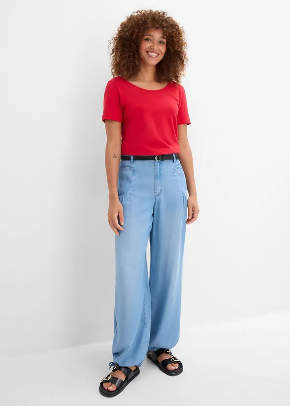 Wide Leg-bukse i lett lyocell, bonprix