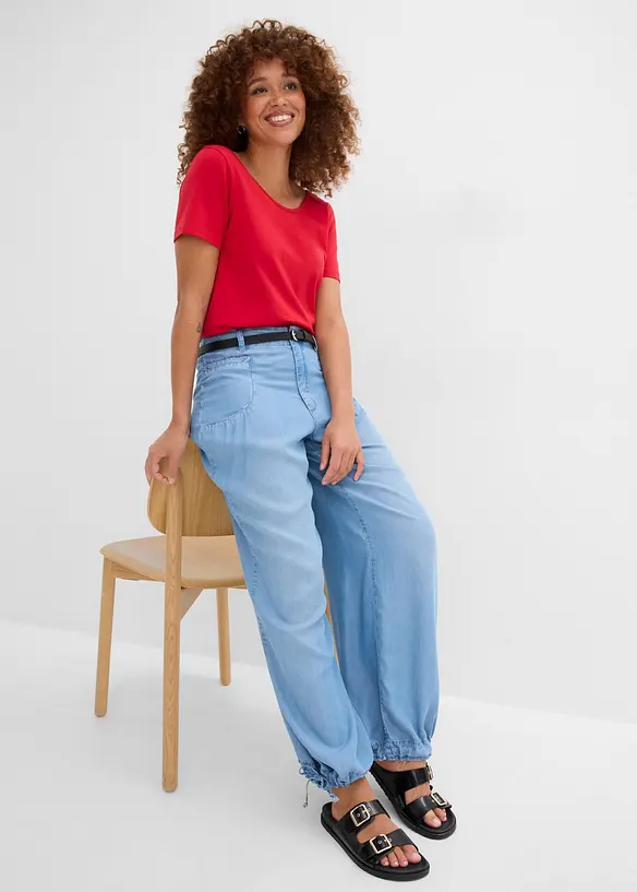 Wide Leg-bukse i lett lyocell, bonprix