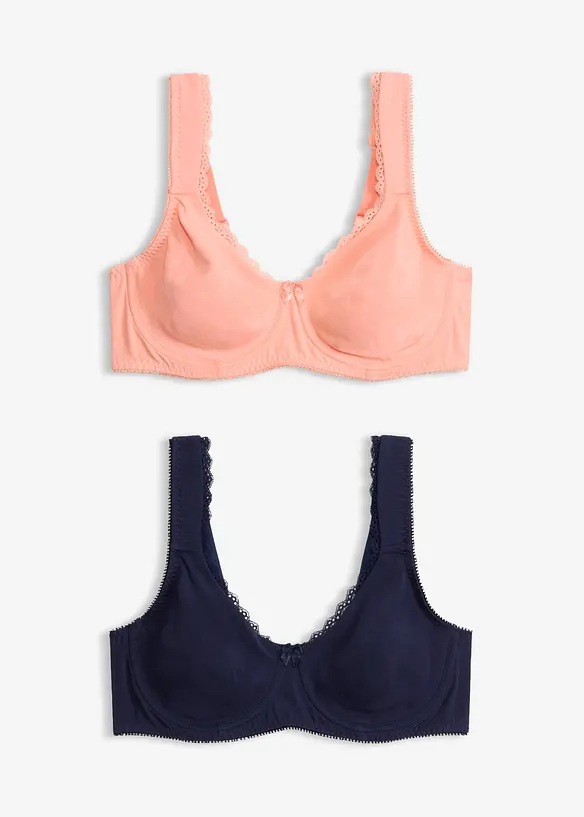 Minimizer-T-skjorte-BH med spiler og &oslash;kologisk bomull (2-pack), bonprix