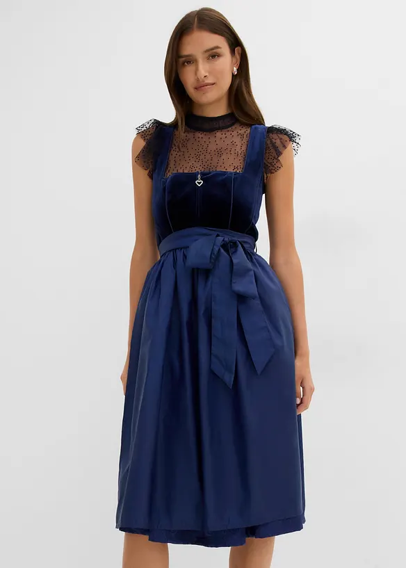 Dirndl med fl&oslash;yel i midi-lengde (2-delt sett), bonprix