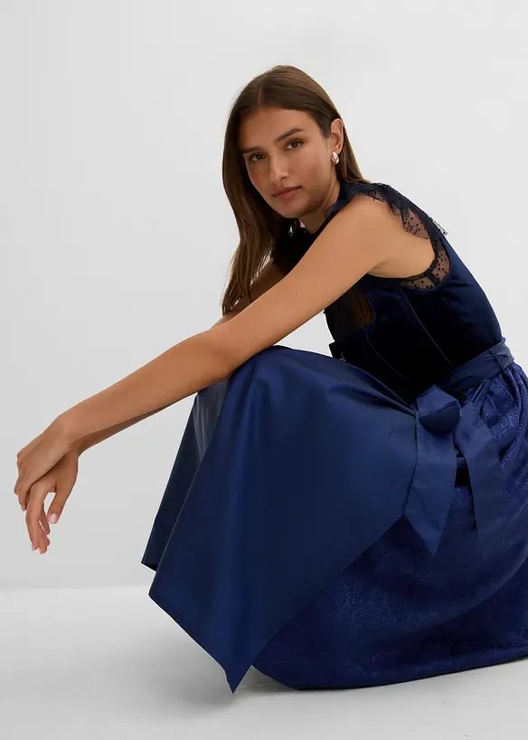 Dirndl med fl&oslash;yel i midi-lengde (2-delt sett), bonprix