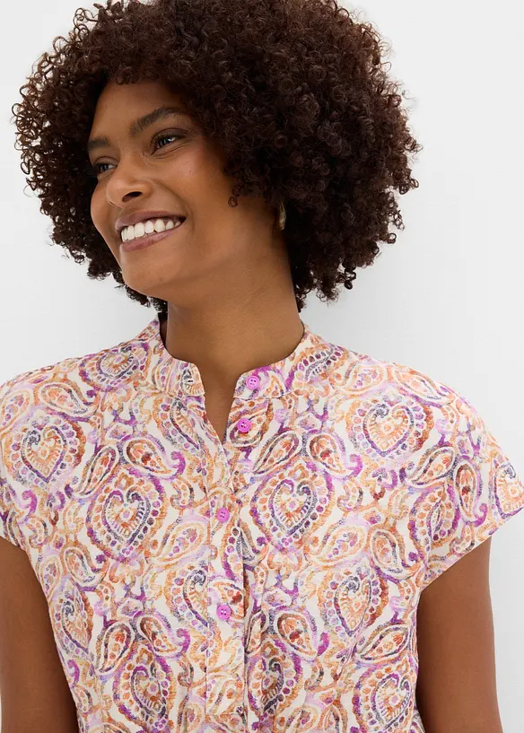Kortermet bluse i viskosemiks, bonprix