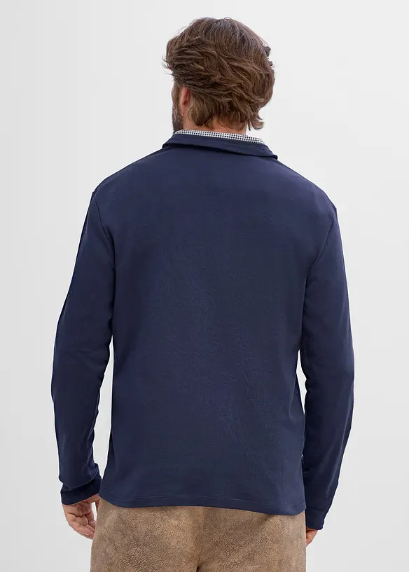 Rugbygenser i 100% bomull med rutete detaljer, bonprix