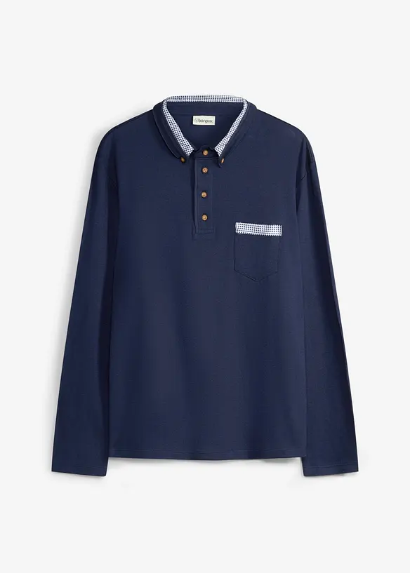 Rugbygenser i 100% bomull med rutete detaljer, bonprix