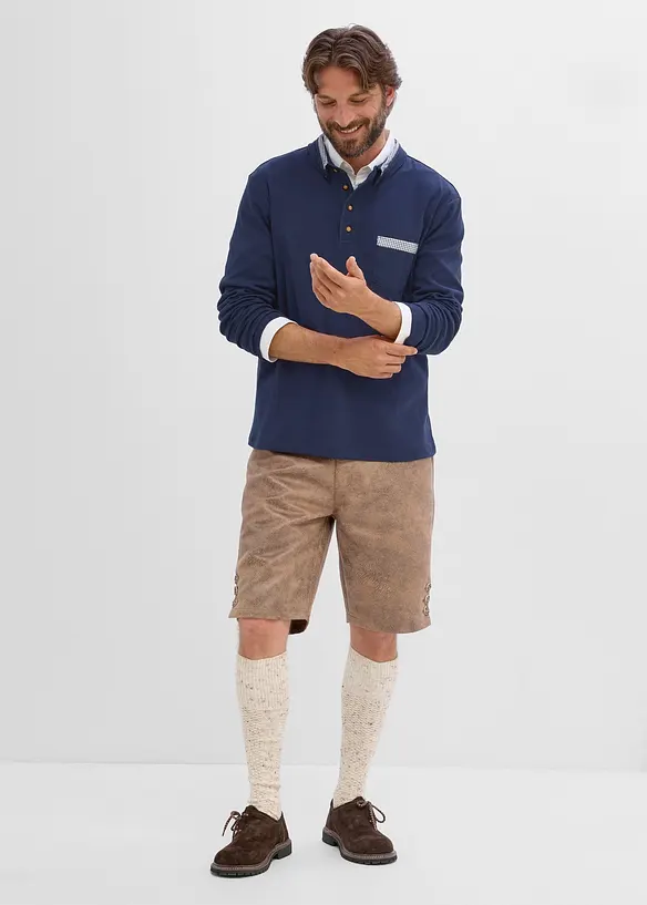 Rugbygenser i 100% bomull med rutete detaljer, bonprix