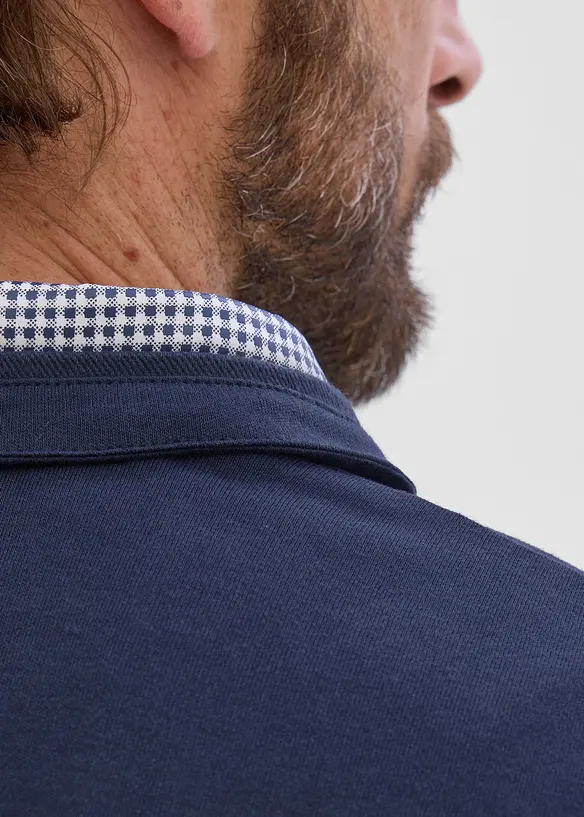 Rugbygenser i 100% bomull med rutete detaljer, bonprix