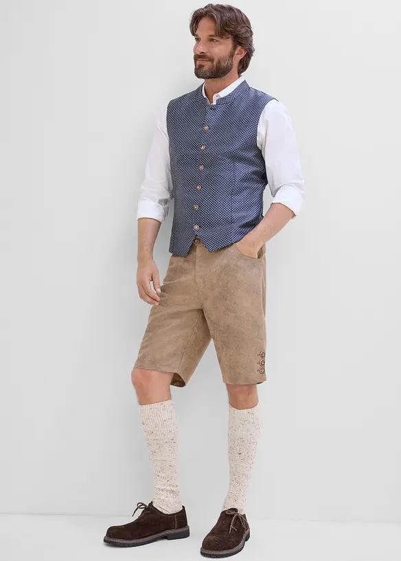 Shorts i imitert skinn og tyrolerstil, bonprix