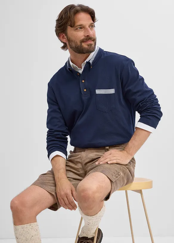 Rugbygenser i 100% bomull med rutete detaljer, bonprix
