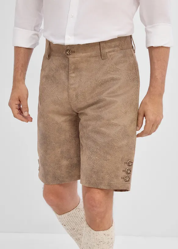 Shorts i imitert skinn og tyrolerstil, bonprix