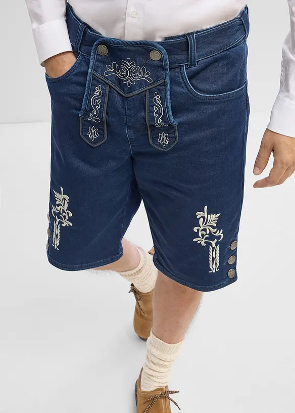 Bermudashorts i sweat denim og tyrolerstil med komfortlinning, bonprix