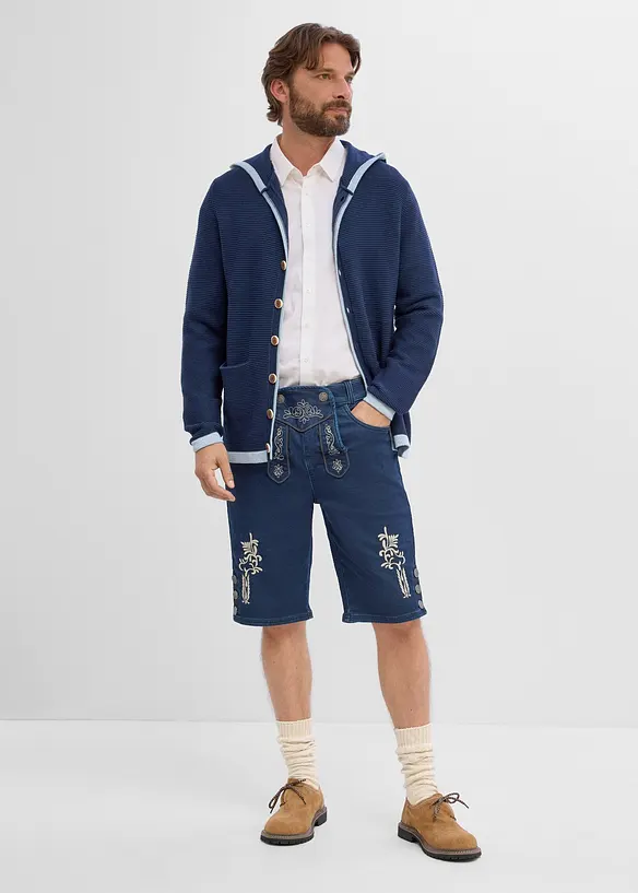 Bermudashorts i sweat denim og tyrolerstil med komfortlinning, bonprix