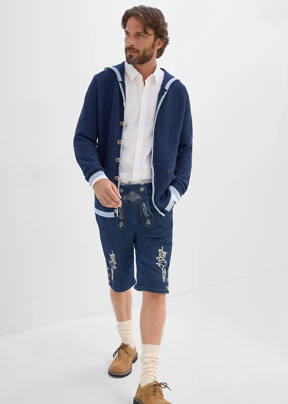 Bermudashorts i sweat denim og tyrolerstil med komfortlinning, bonprix