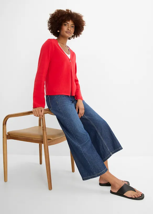 Wide Leg-Jeans, cropped, bonprix