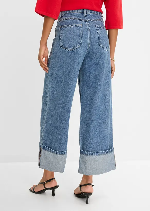 Wide Leg-jeans Mid Waist, cropped, bonprix