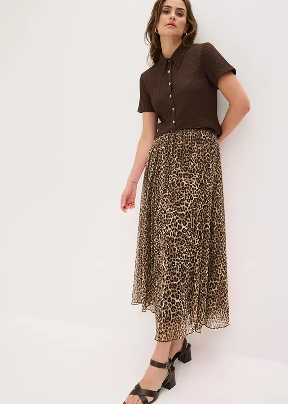 Krinklet skj&oslash;rt i chiffon, bonprix