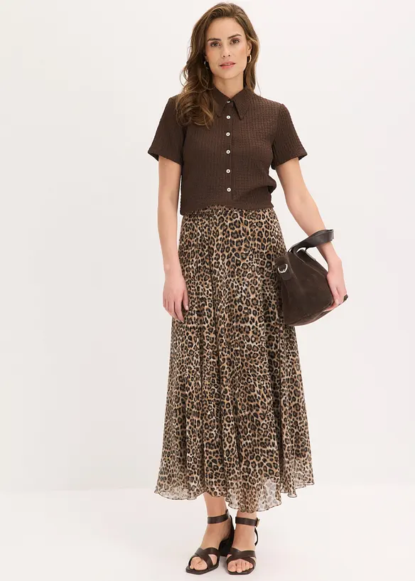 Krinklet skj&oslash;rt i chiffon, bonprix