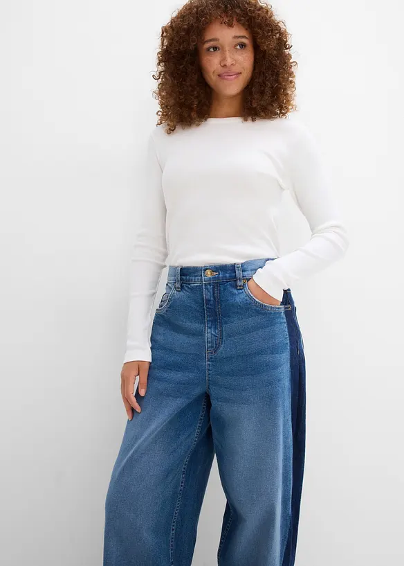 Barrel jeans High Waist, cropped, bonprix