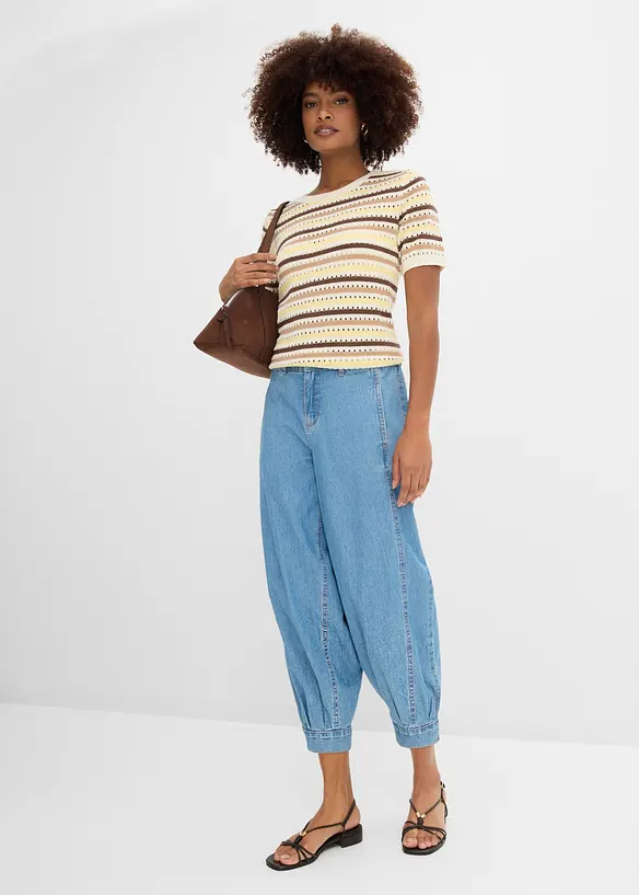 Lett ballongjeans Mid Waist, komfortlinning, bonprix