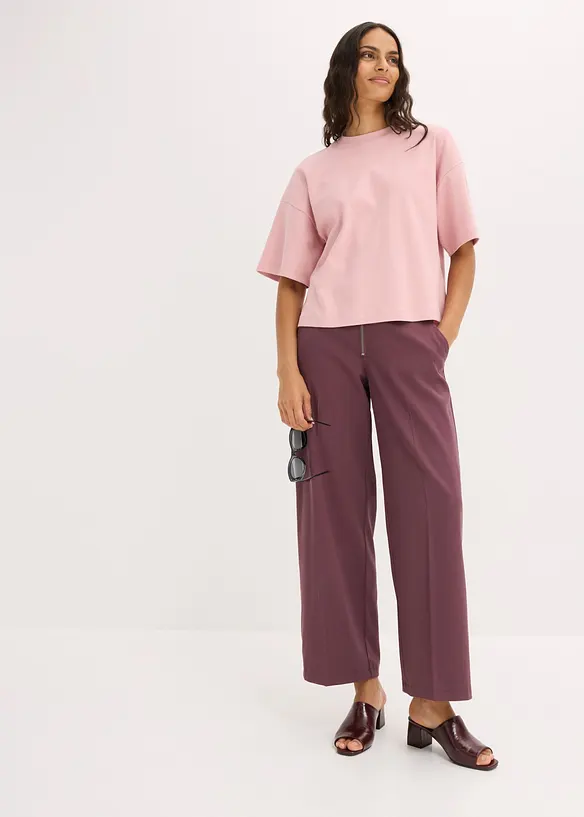Kort, oversized topp i formstabil, 100% &oslash;kologisk bomull, bonprix