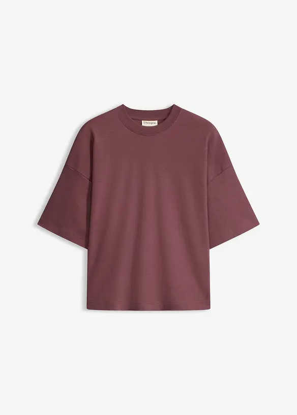 Kort, oversized topp i formstabil, 100% &oslash;kologisk bomull, bonprix